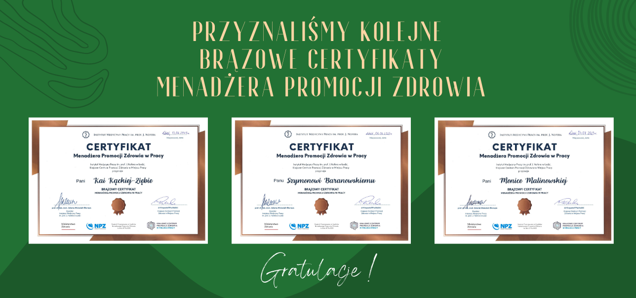 Kolejne Brązowe Certyfikaty Menadżera Promocji Zdrowia przyznane!